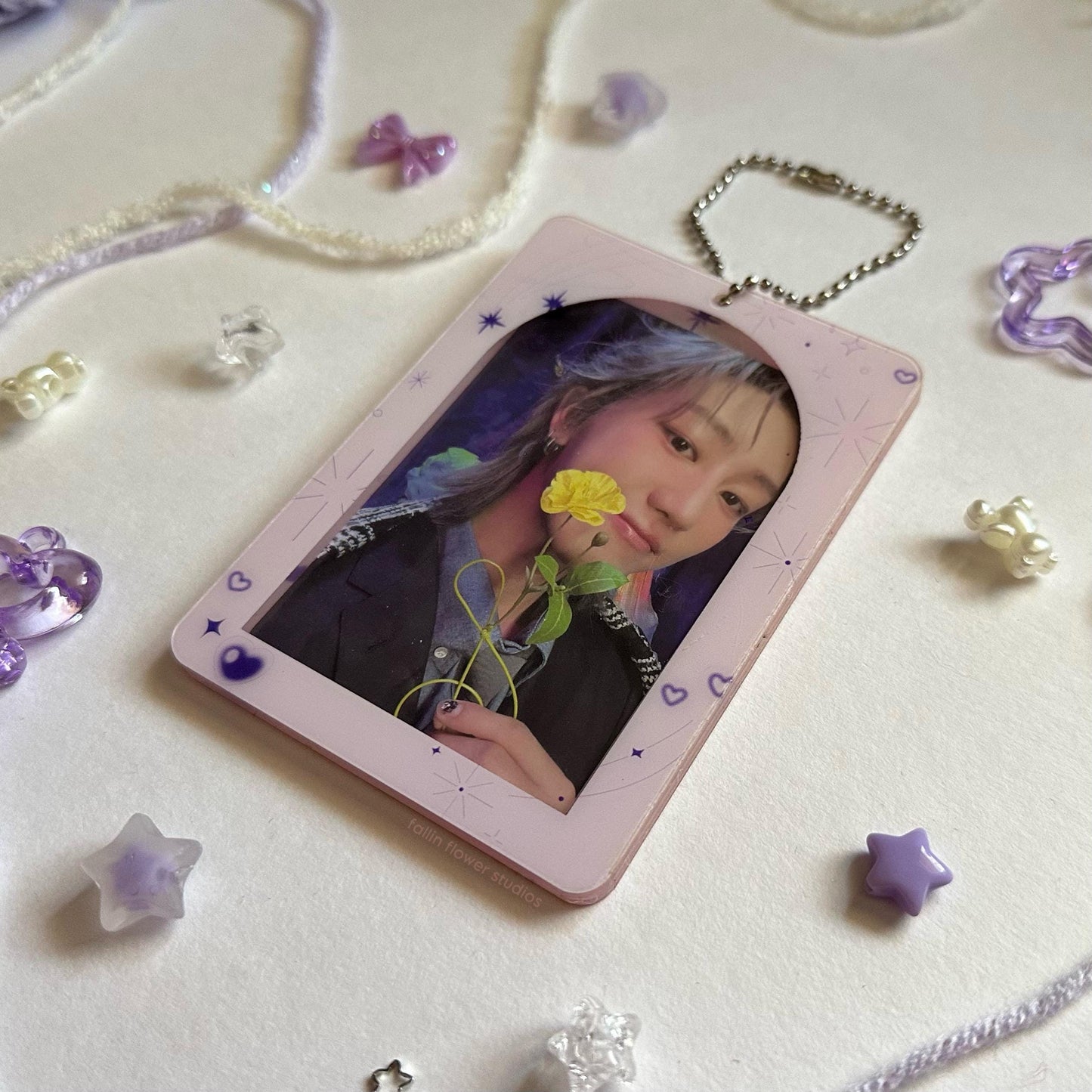 Purple Bows & Hearts Acrylic Photocard Holder