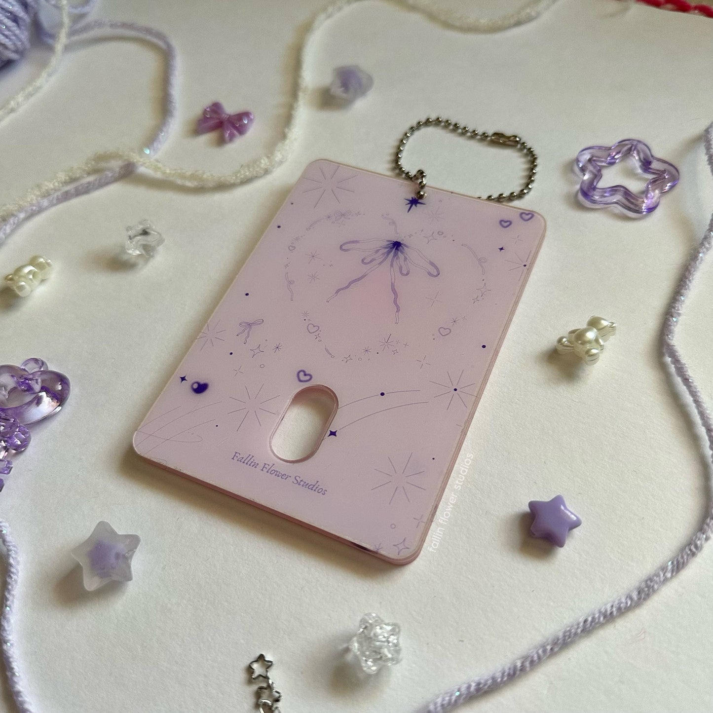 Purple Bows & Hearts Acrylic Photocard Holder