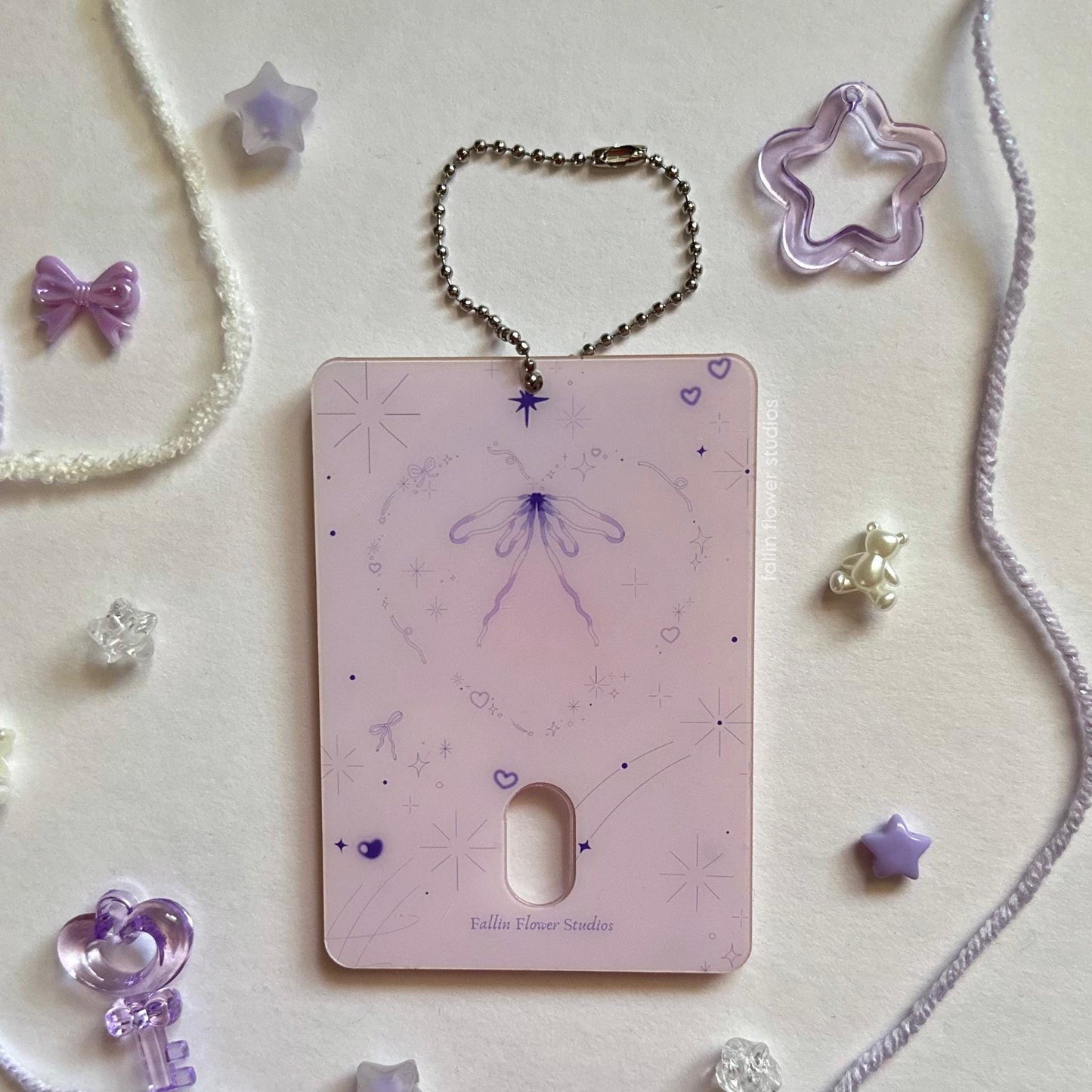 Purple Bows & Hearts Acrylic Photocard Holder