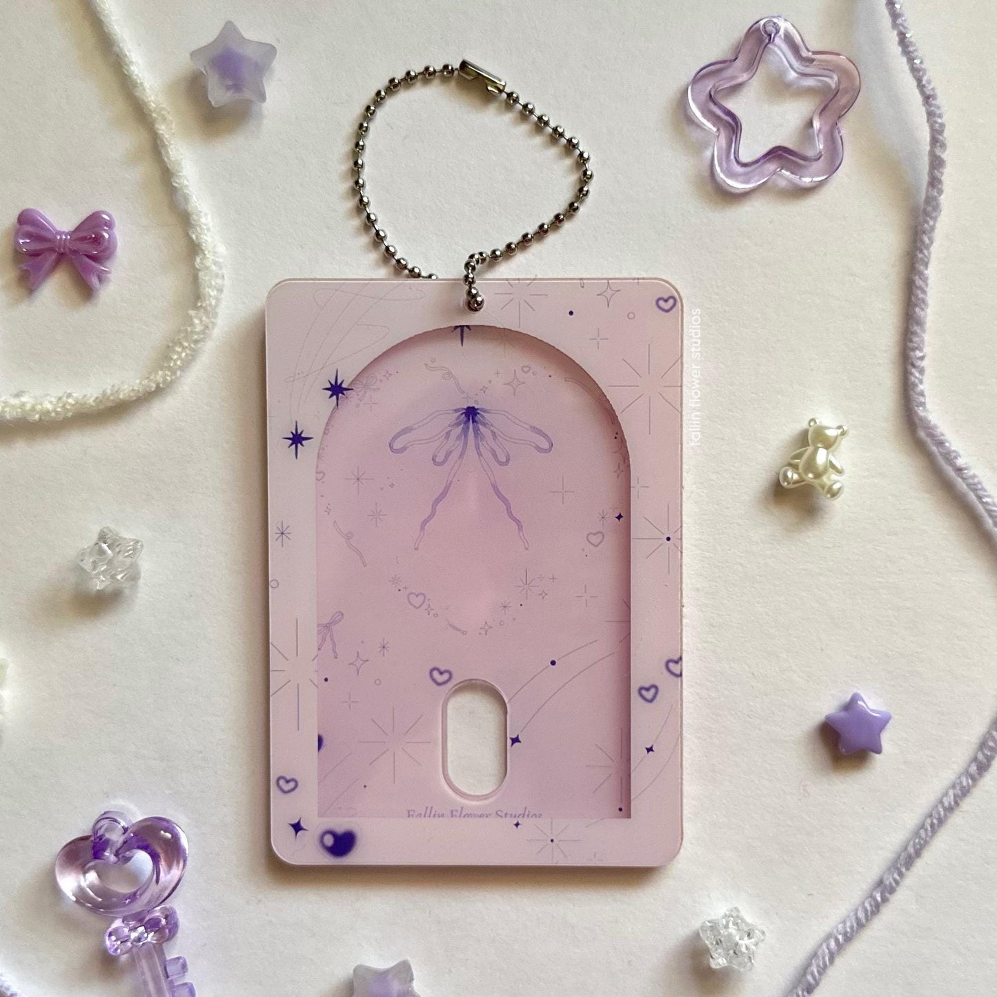 Purple Bows & Hearts Acrylic Photocard Holder