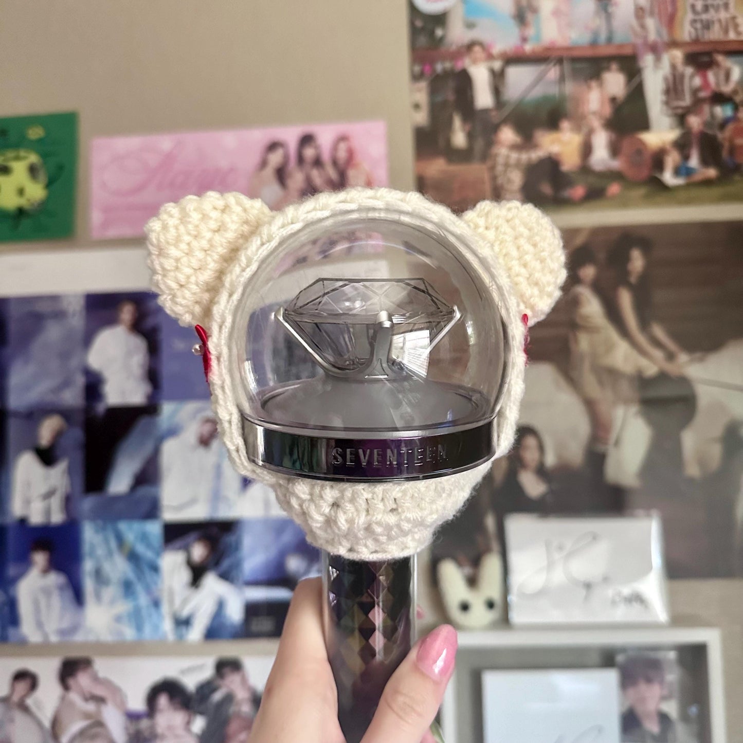 Ruby & White Cat Lightstick Cover (Caratbong V2&3) | Woozi, Seventeen